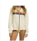 5 STRIPE HOODIE - VINTAGE WHITE // WHITE NEON