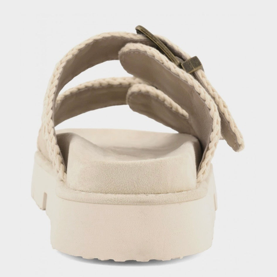 MOU Bio Sandal Two Buckles Chalk Suede