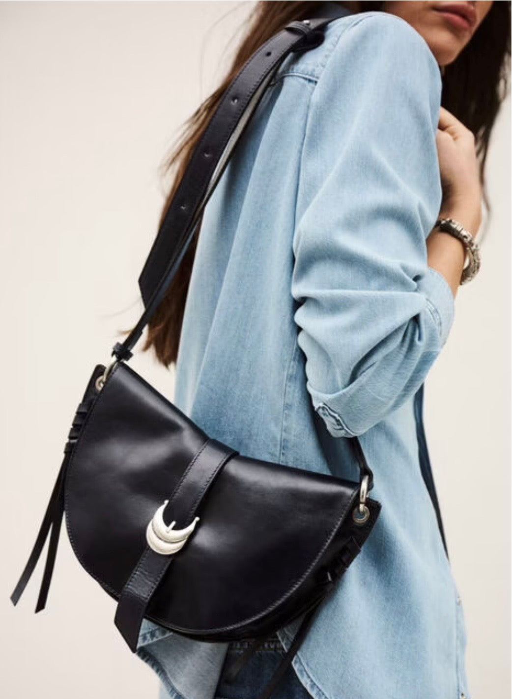 BA&SH YouYou SADDLE BAG  blue Leather