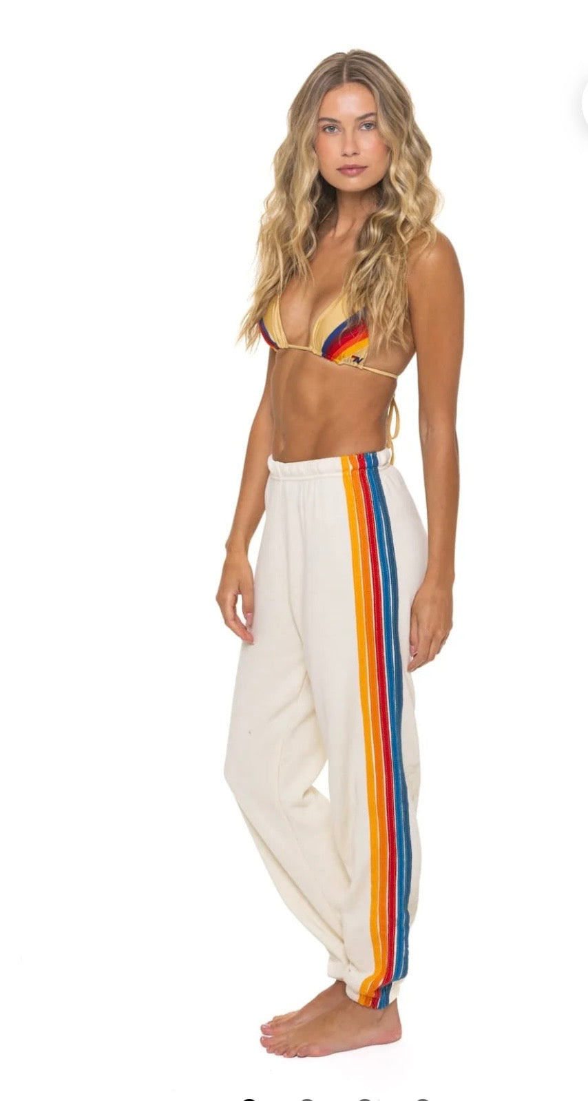 5 STRIPE SWEATPANTS - VINTAGE WHITE