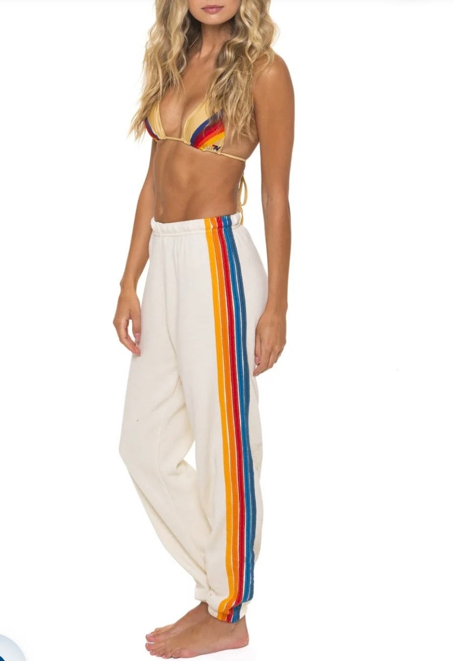 5 STRIPE SWEATPANTS - VINTAGE WHITE