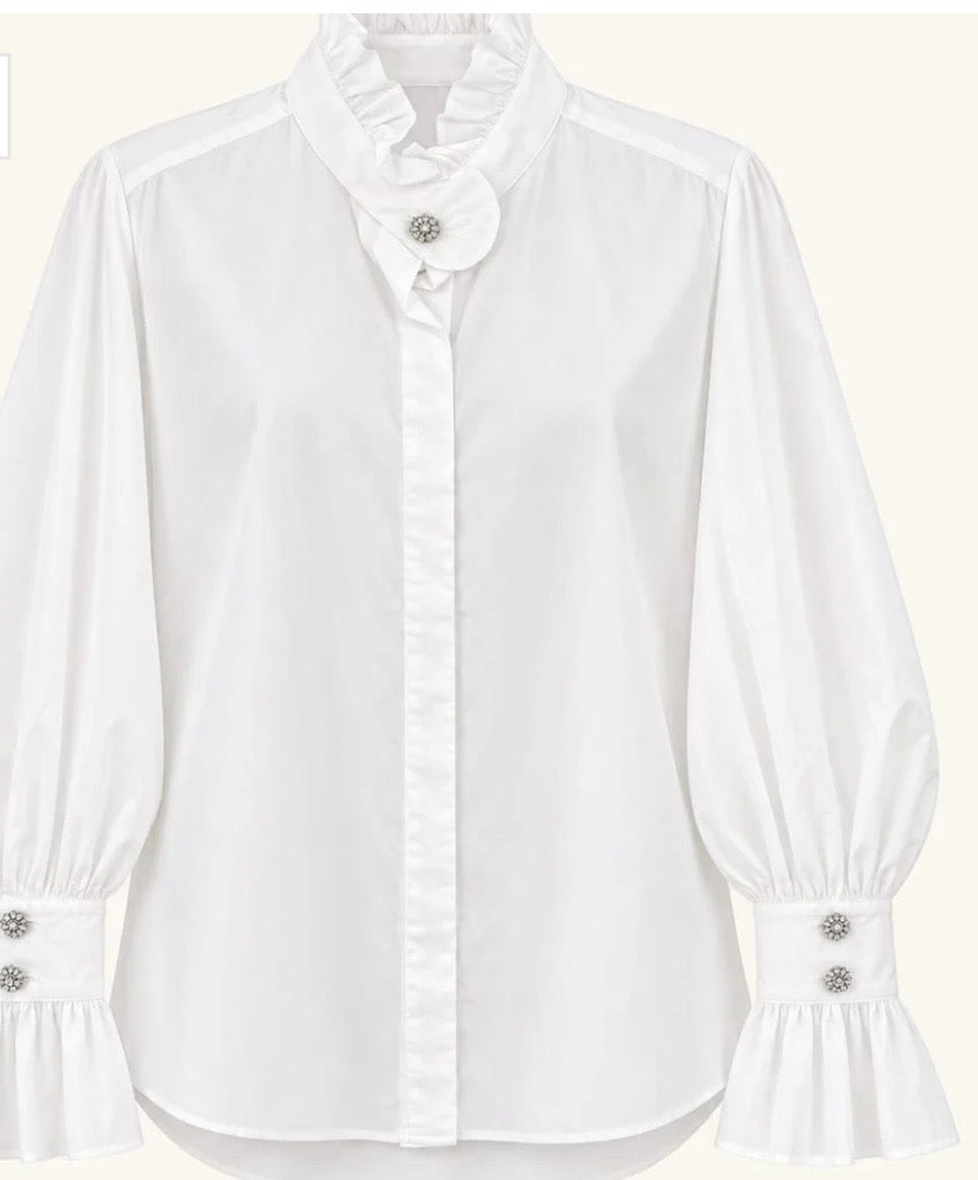 EXETERA

Exetera White Ruffle Blouse