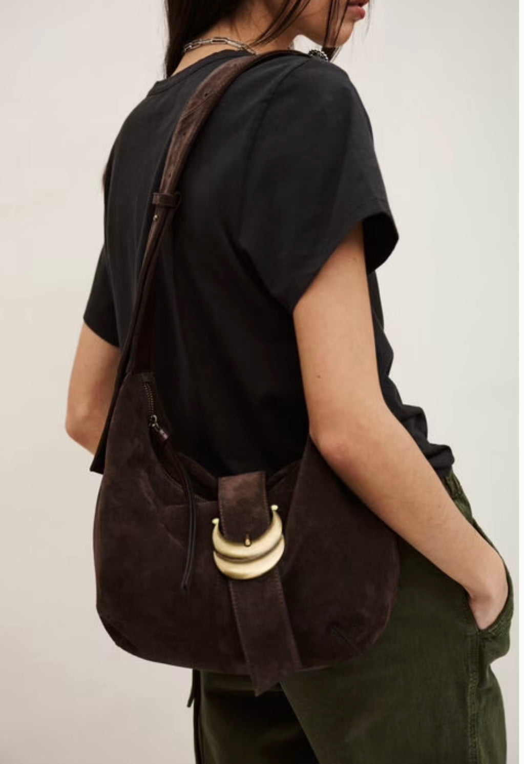 BA&SH YOUYOU suede hobo bag