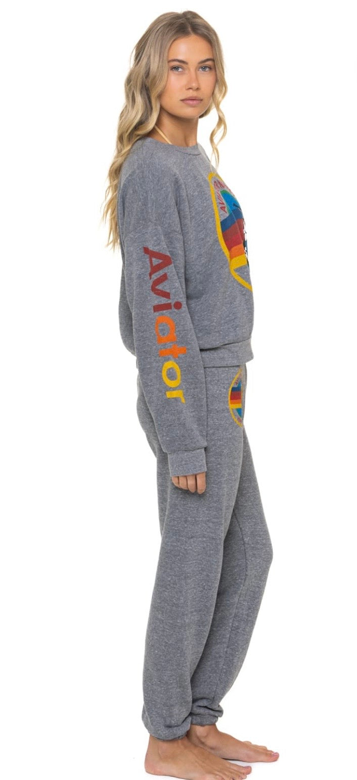 AVIATOR NATION RELAXED VENICE CREW SWEATSHIRT - HEATHER GREY