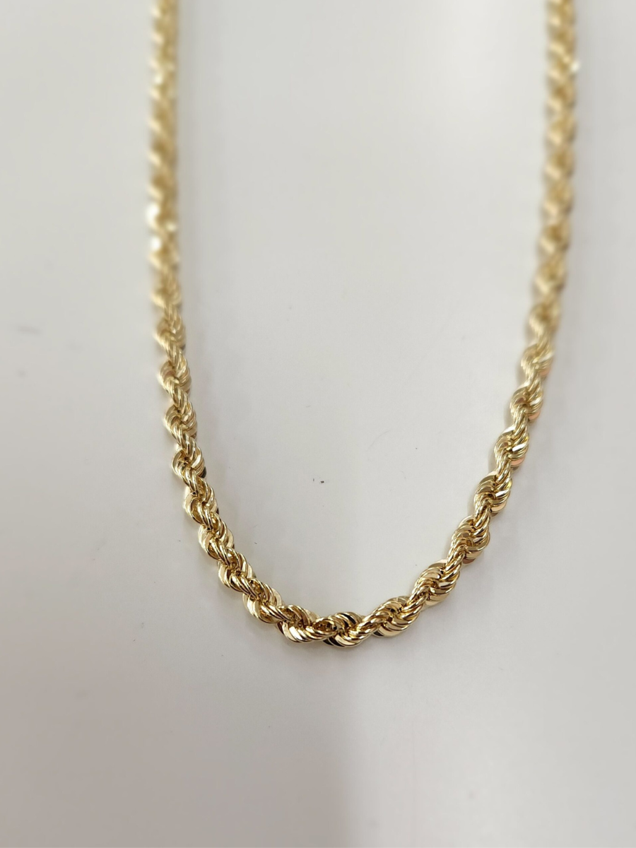 שרשרת זהב 14K חבל חלול מידה 2 כ 9 גרם אורך 55 ס"מ זהב צהוב