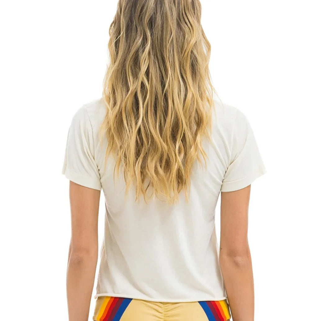 AVIATOR NATION SUNSET PATCH BOYFRIEND TEE - VINTAGE WHITE