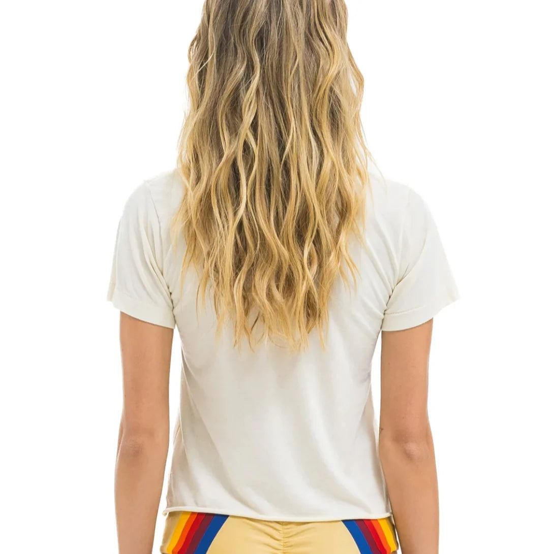 AVIATOR NATION SUNSET PATCH BOYFRIEND TEE - VINTAGE WHITE