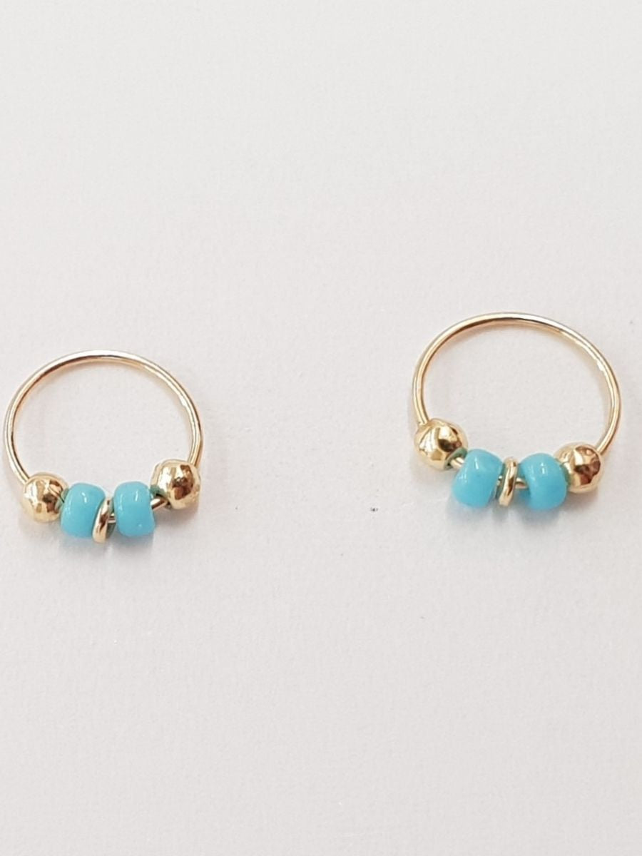 14K חישוק חרוזי טורקיז זהב צהוב