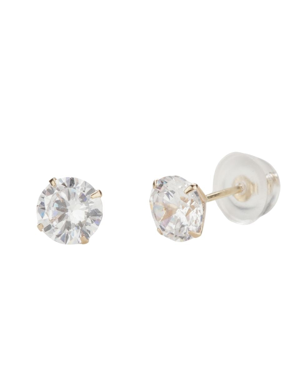 14K עגילי זירקון צמודים זהב