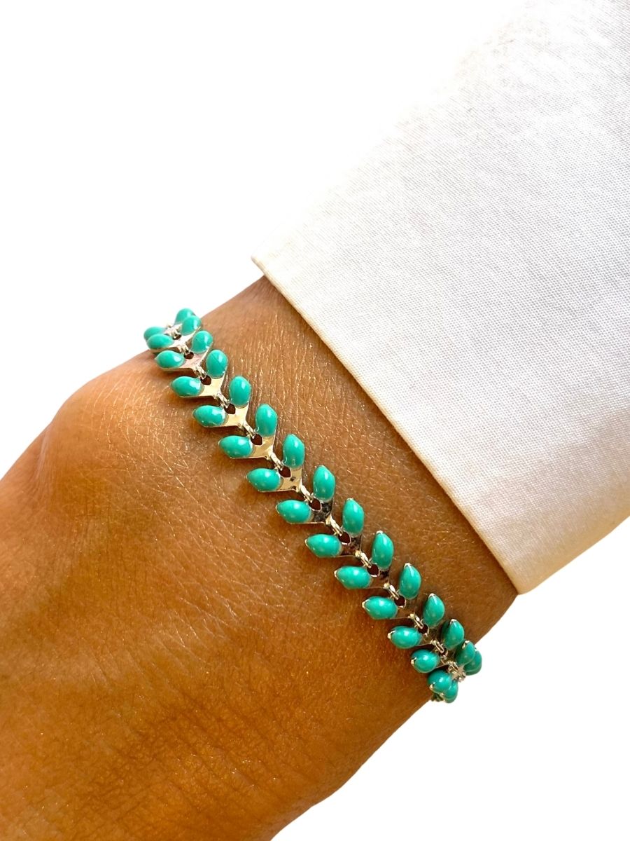 צמיד עלים טורכיז