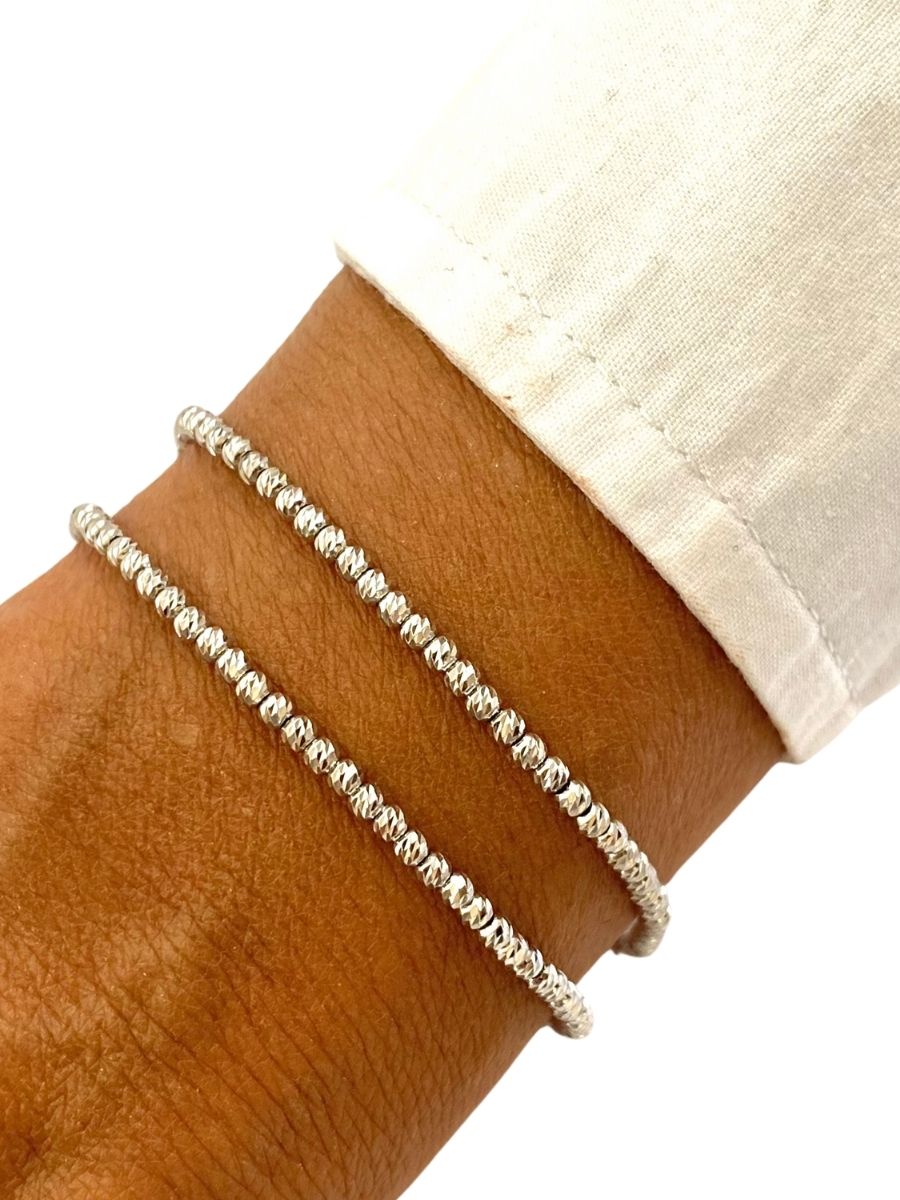 צמיד כדורי לייזר כפול כסף