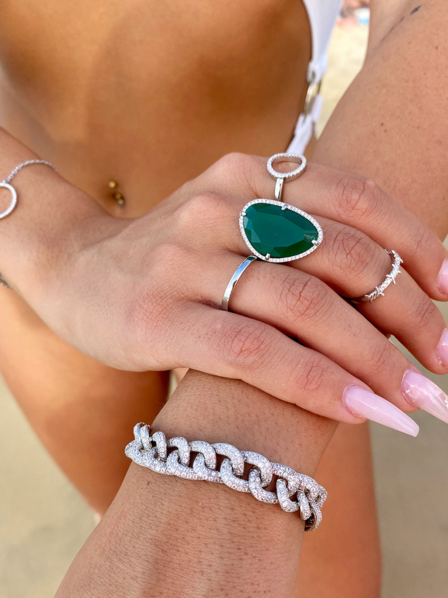 טבעת קריסטל ירוק