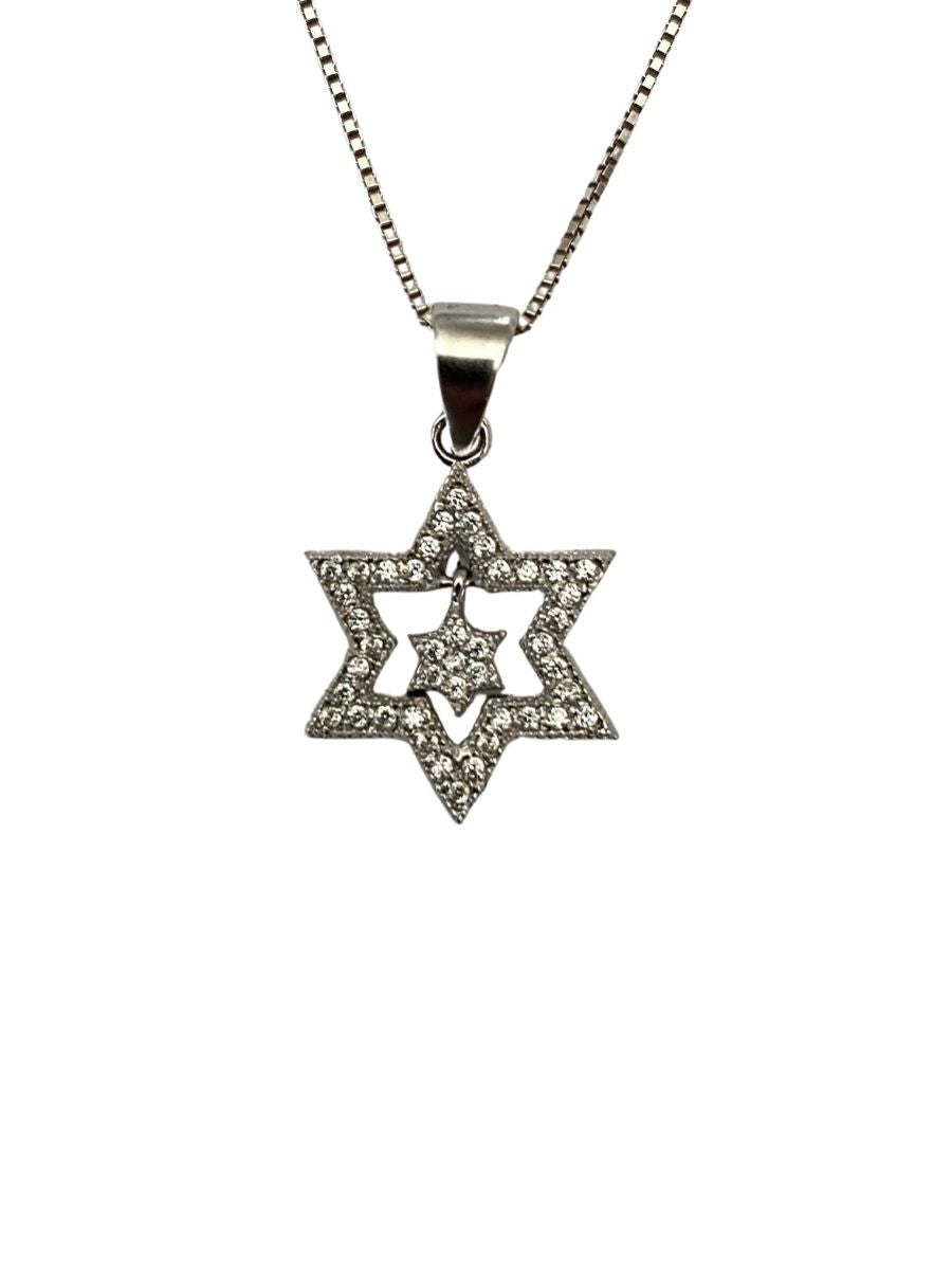 שרשרת מגן דוד משובץ